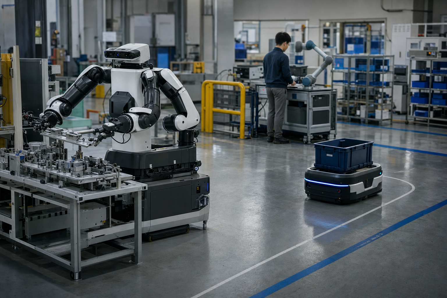 Samsung engineers integrate Rainbow Robotics collaborative and mobile robots for manufacturing and logistics automation.