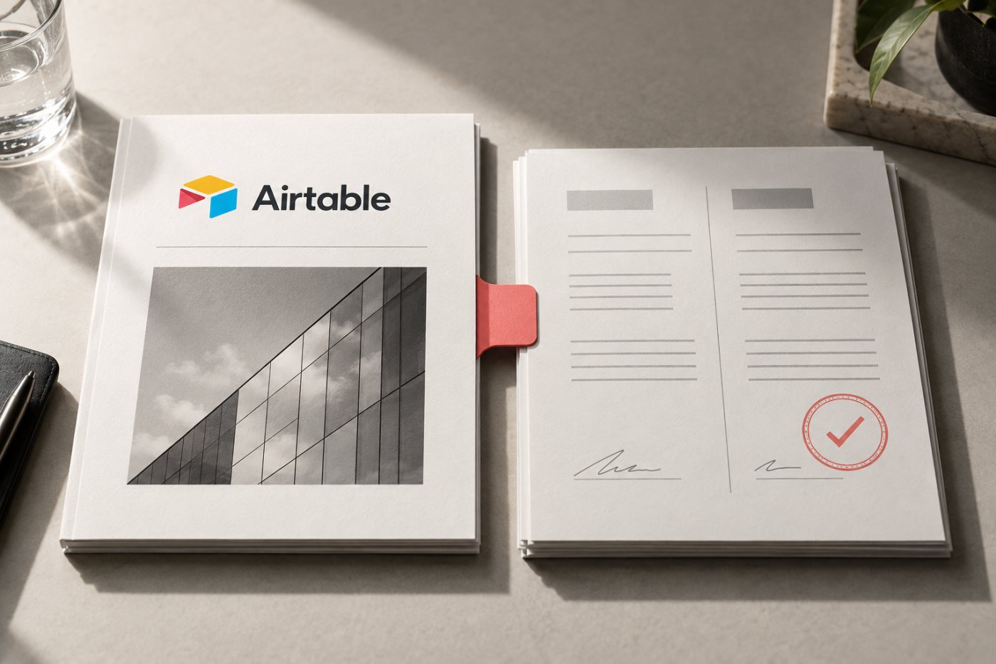Airtable 인수 거래에서 12억8,500만 달러의 기업가치와 약 22억5,000만 달러의 암시적 지분가치를 구분한 기록