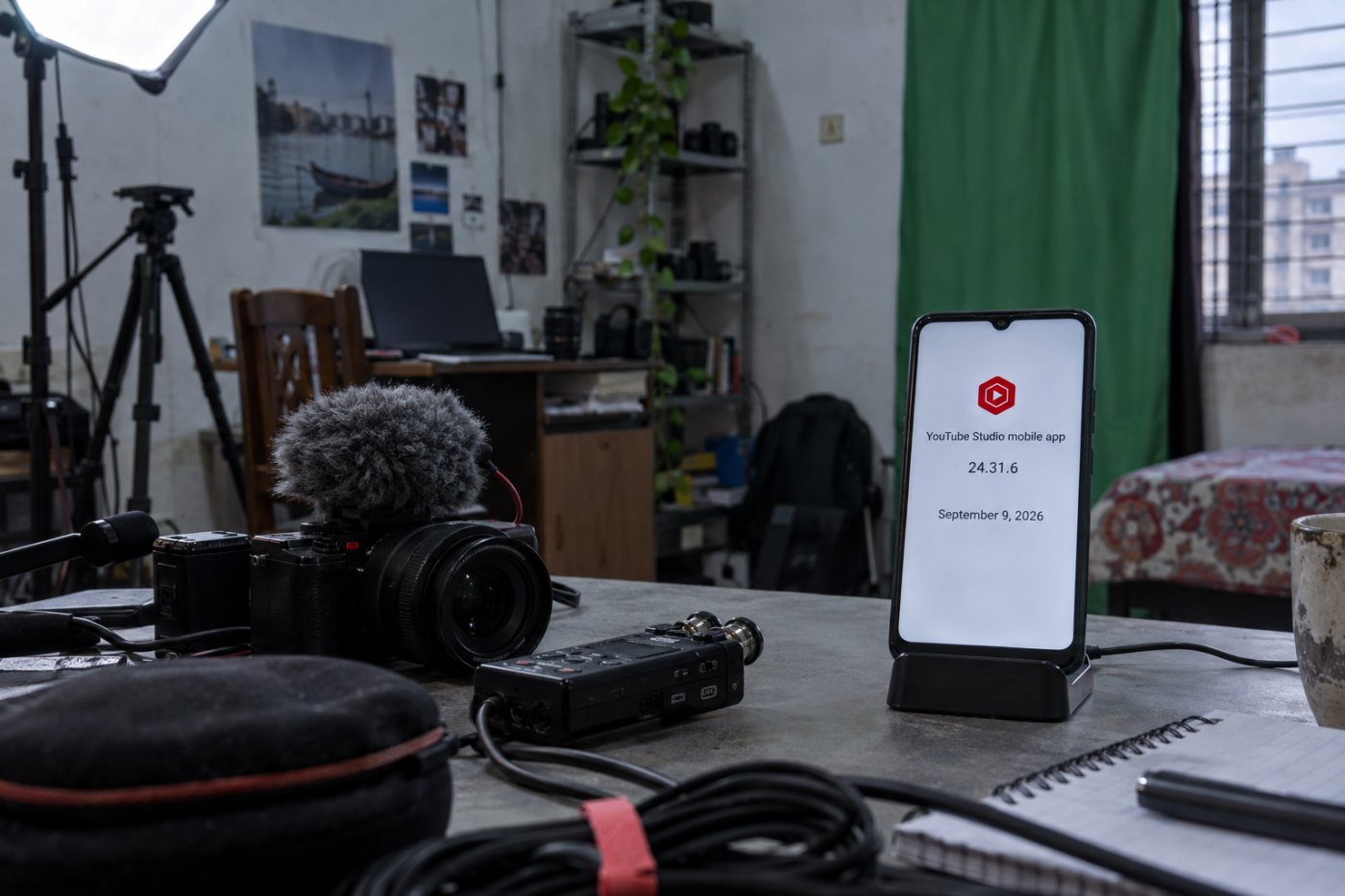 YouTube Studio mobile app-এর 24.31.6 সংস্করণ ও ৯ সেপ্টেম্বরের support cutoff পাশাপাশি দৃশ্যমান।
