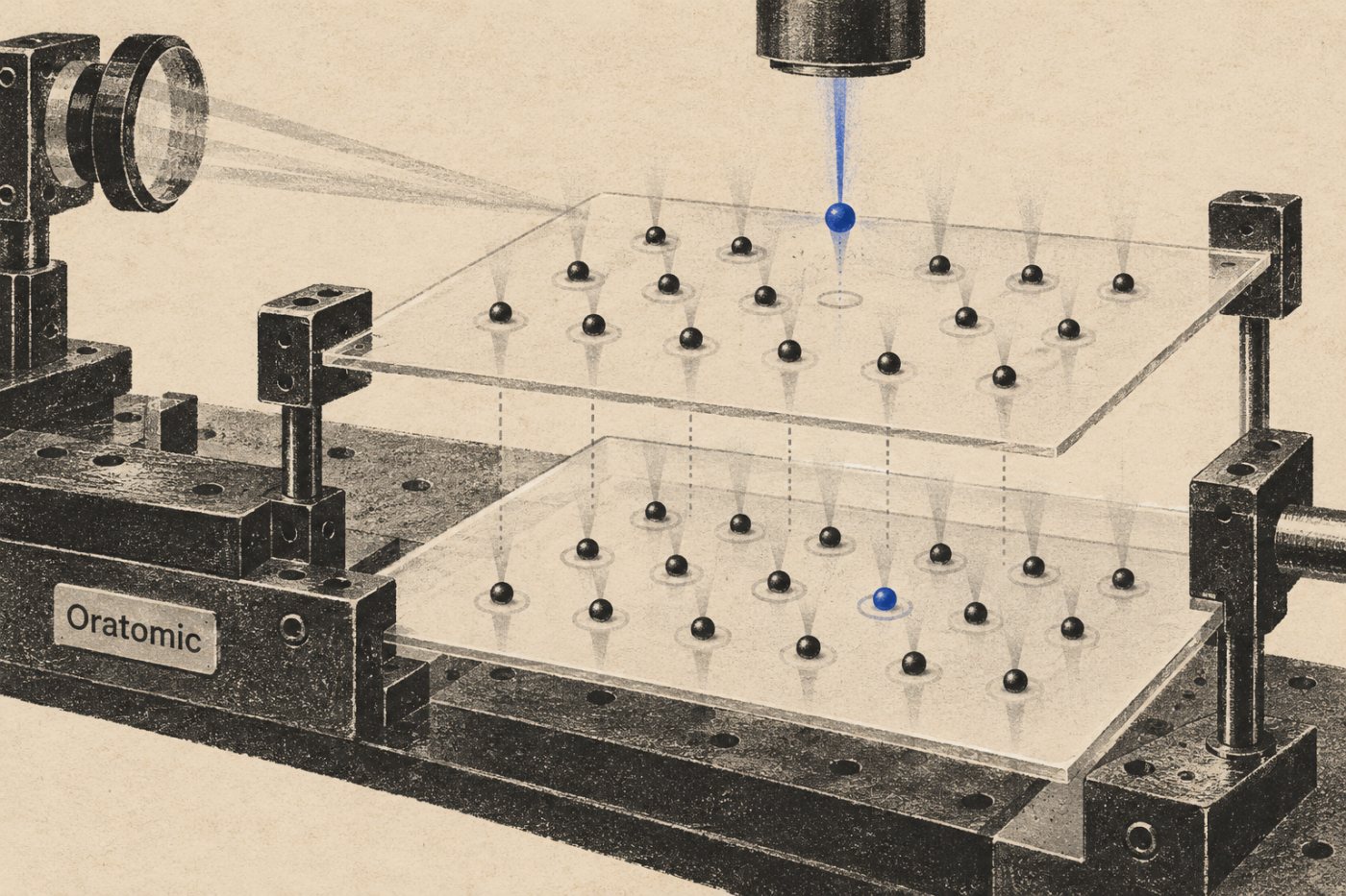 مصفوفة ذرات متعادلة قابلة لإعادة الترتيب تمثل النهج التقني الذي تطوره Oratomic لحاسوب يتحمل الأخطاء