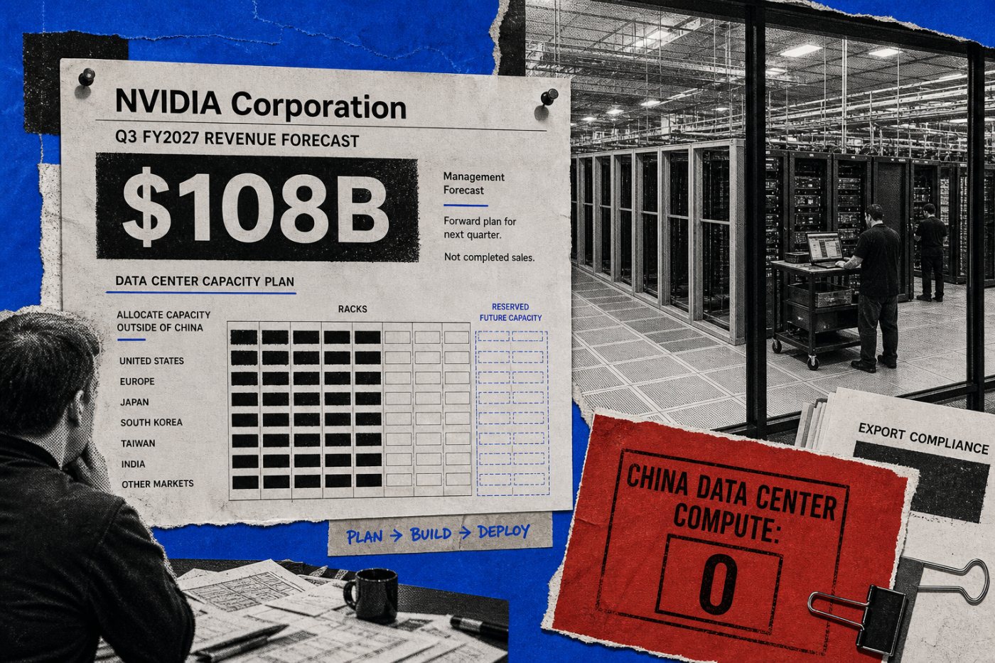 NVIDIA کی 108 ارب ڈالر اگلی سہ ماہی رہنمائی جس میں چین کی ڈیٹا سینٹر کمپیوٹ آمدن شامل نہیں