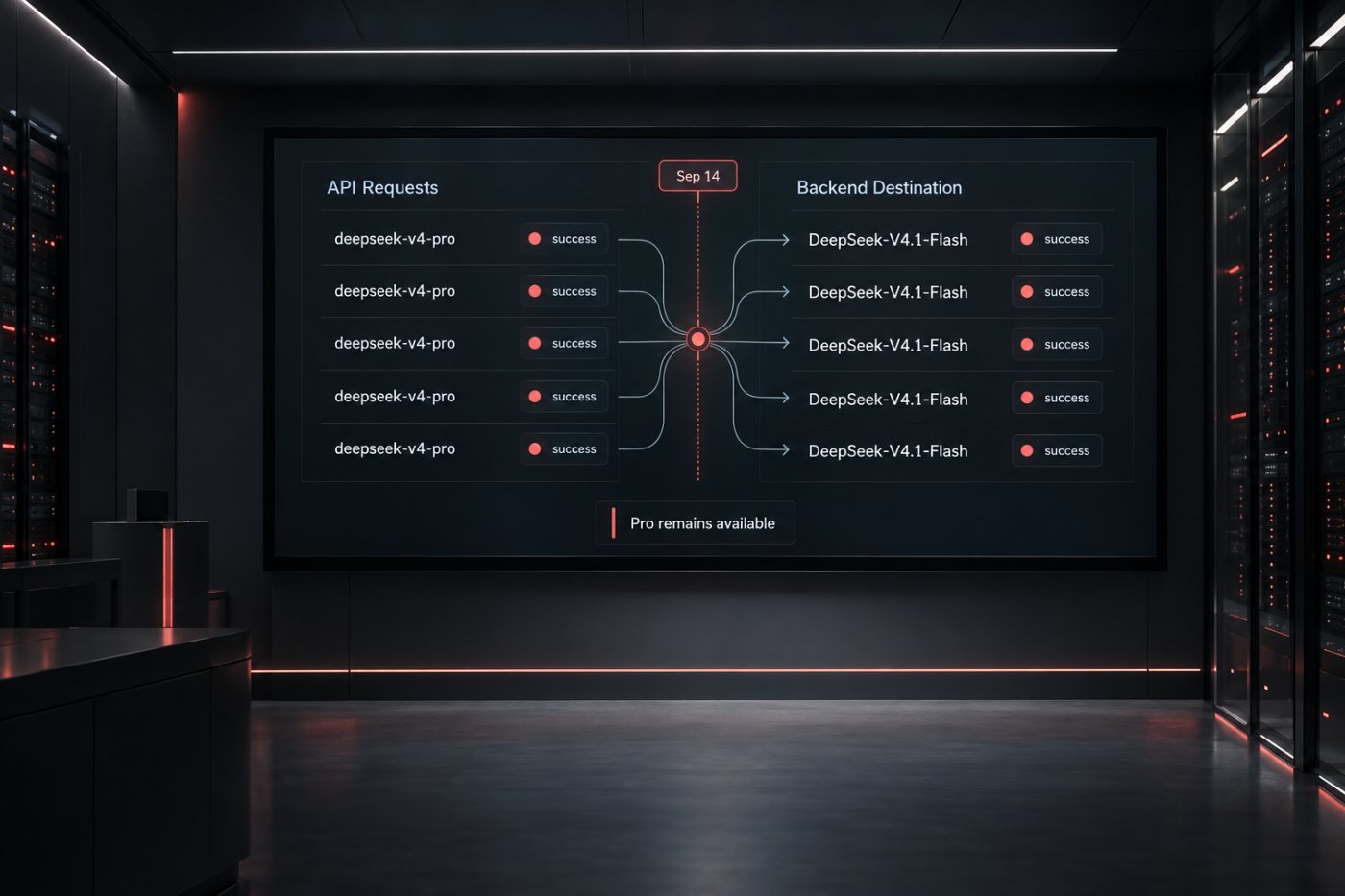 deepseek-v4-pro 요청이 전환 시각을 기준으로 V4.1-Flash 처리 경로로 바뀌는 운영 기록
