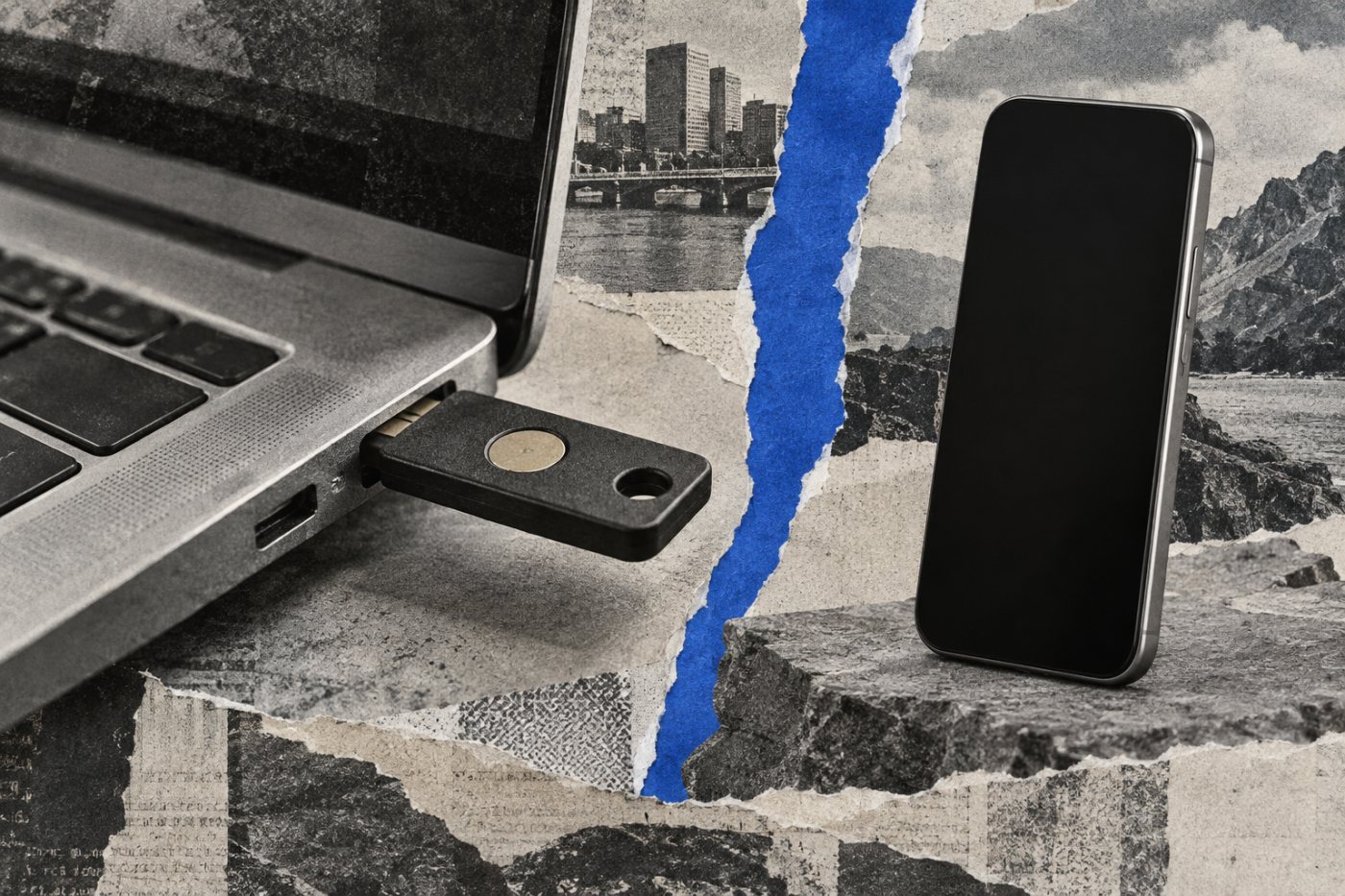 Una chiave di sicurezza FIDO resta il supporto fisico della passkey locale, distinta dal telefono.