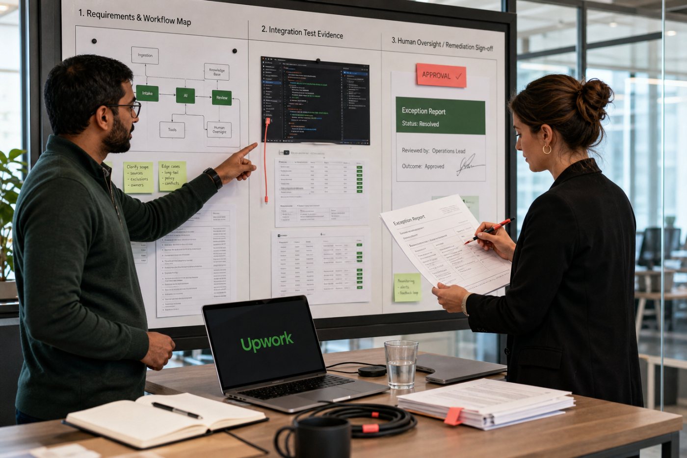 An Upwork AI consulting engagement combines integration work and human oversight in a higher-value project.