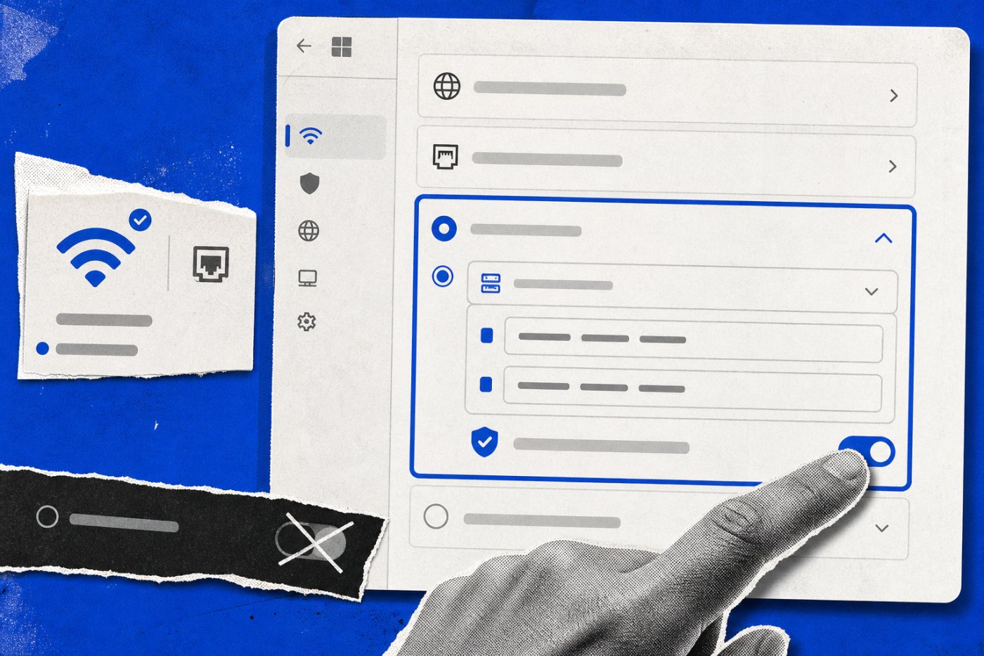 Настройка DNS через HTTPS без открытого отката для активного адаптера Windows 11