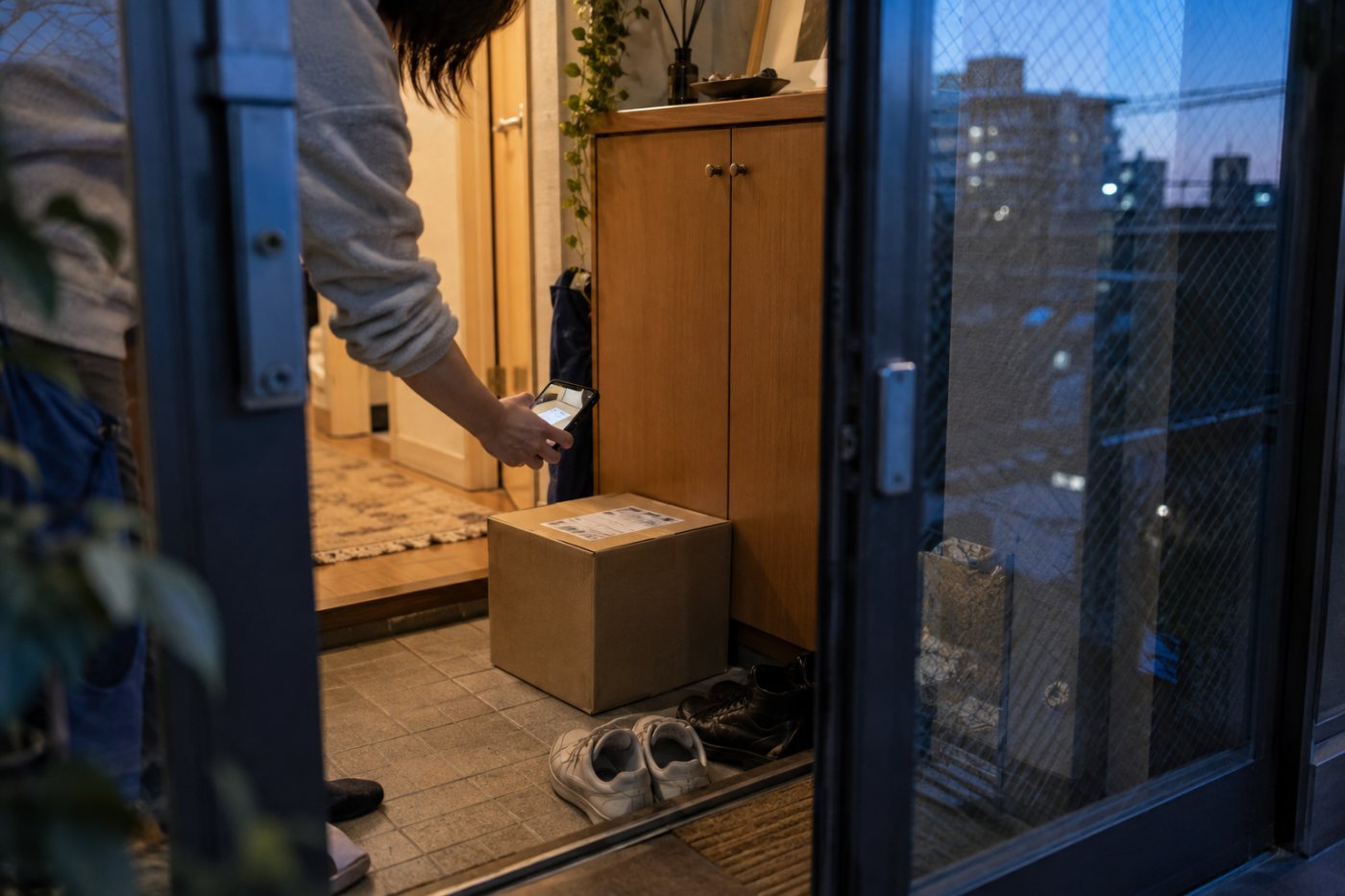 自宅deトリイクで受け取った荷物の宅配伝票を撮影し、受取情報を集める仕組み