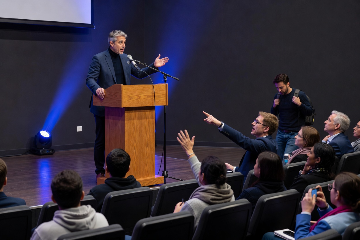 Audience engaging with creator following the talk