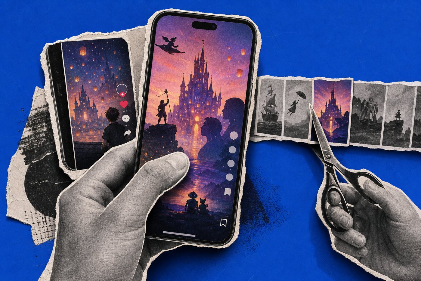 A selected TikTok creator video appears in the Disney+ Verts mobile feed after publication on TikTok.
