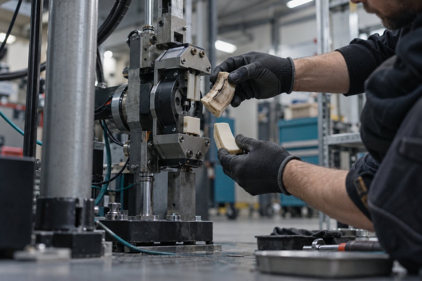 Skúšanie vývojového prototypu ukazuje prácu a materiál priraditeľné ku konkrétnemu projektu.