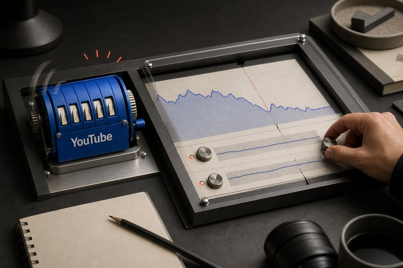 Ein Creator vergleicht engagierte Aufrufe und Zuschauerbindung in YouTube Analytics über den Stichtag hinweg.