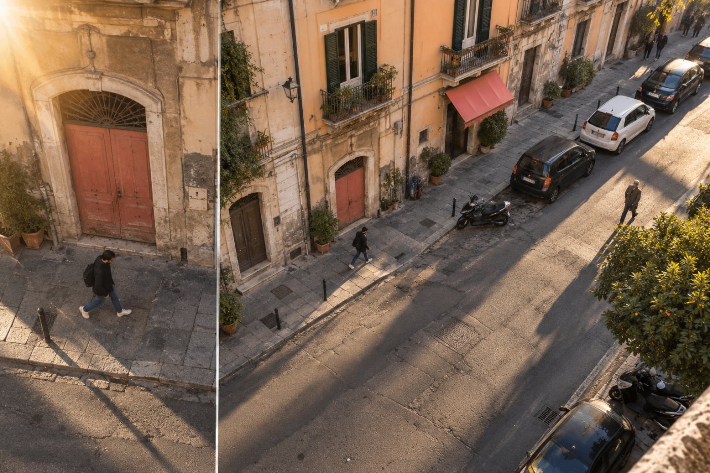 Une vue indépendante du lieu permet de comparer la scène diffusée avec son environnement.