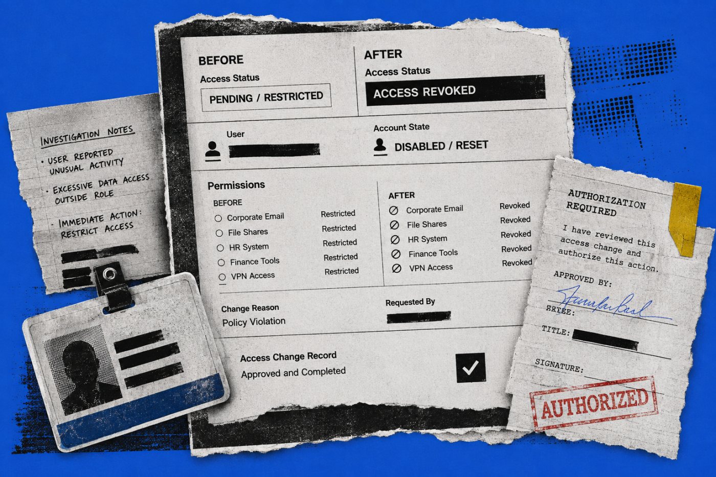 A Cortex identity investigation progresses through approval to a completed enterprise access response.