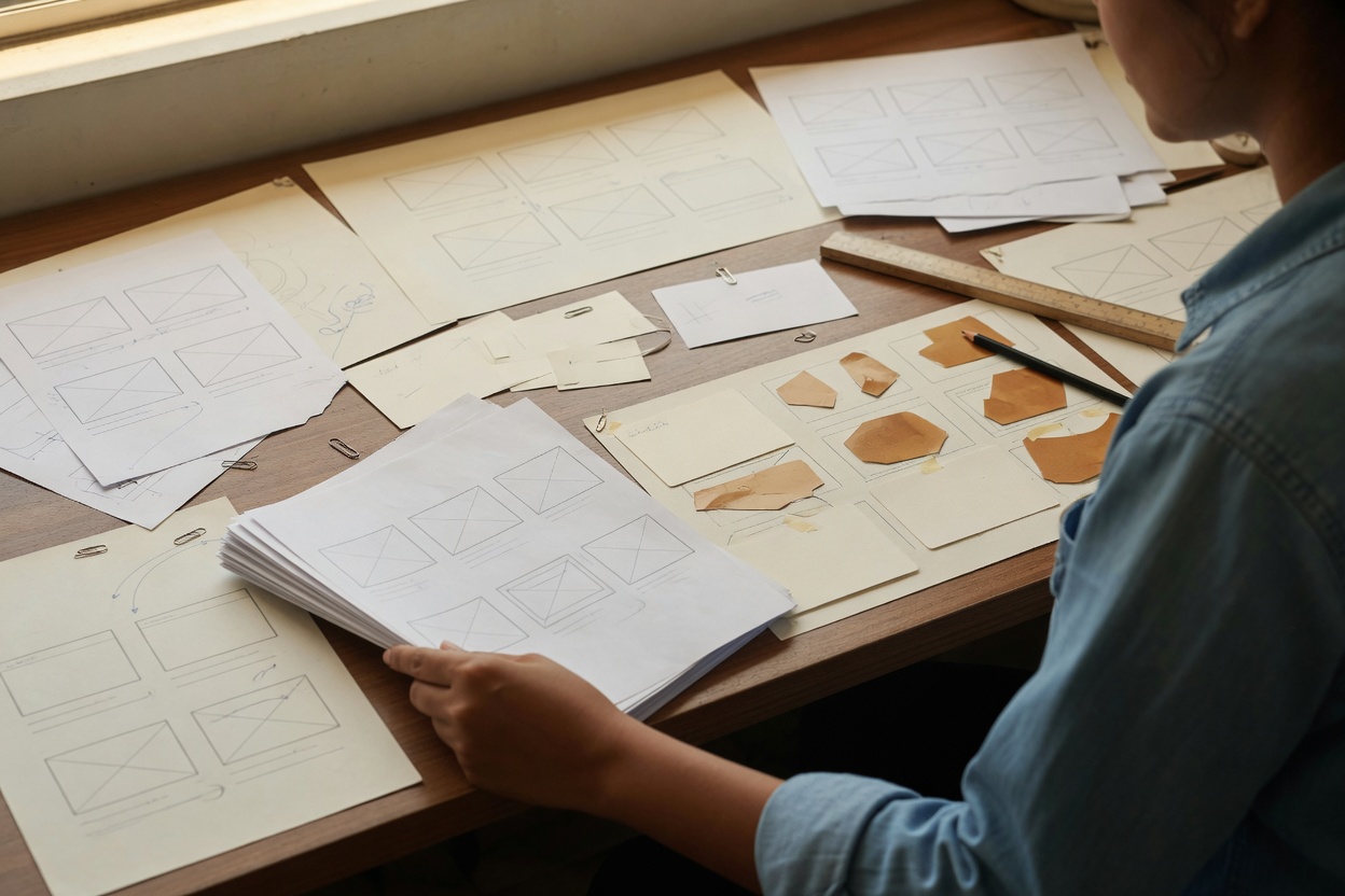 Figma components and storyboards on paper for HyperFrames integration