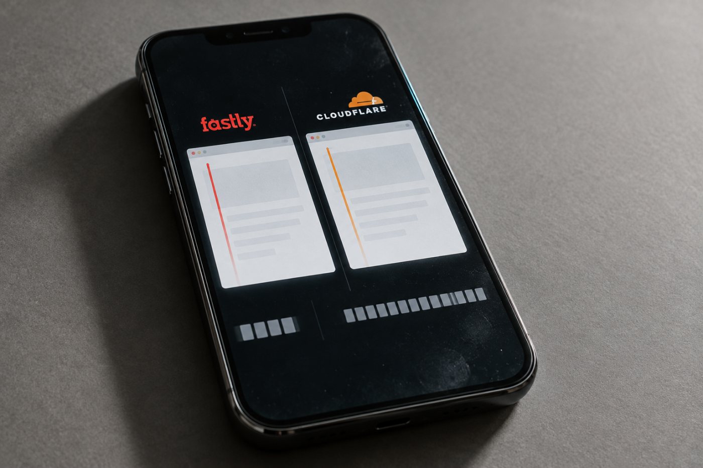 Matjet e FCP p75 për Fastly dhe Cloudflare tregojnë një diferencë të vogël mes grupeve të ndryshme të faqeve.