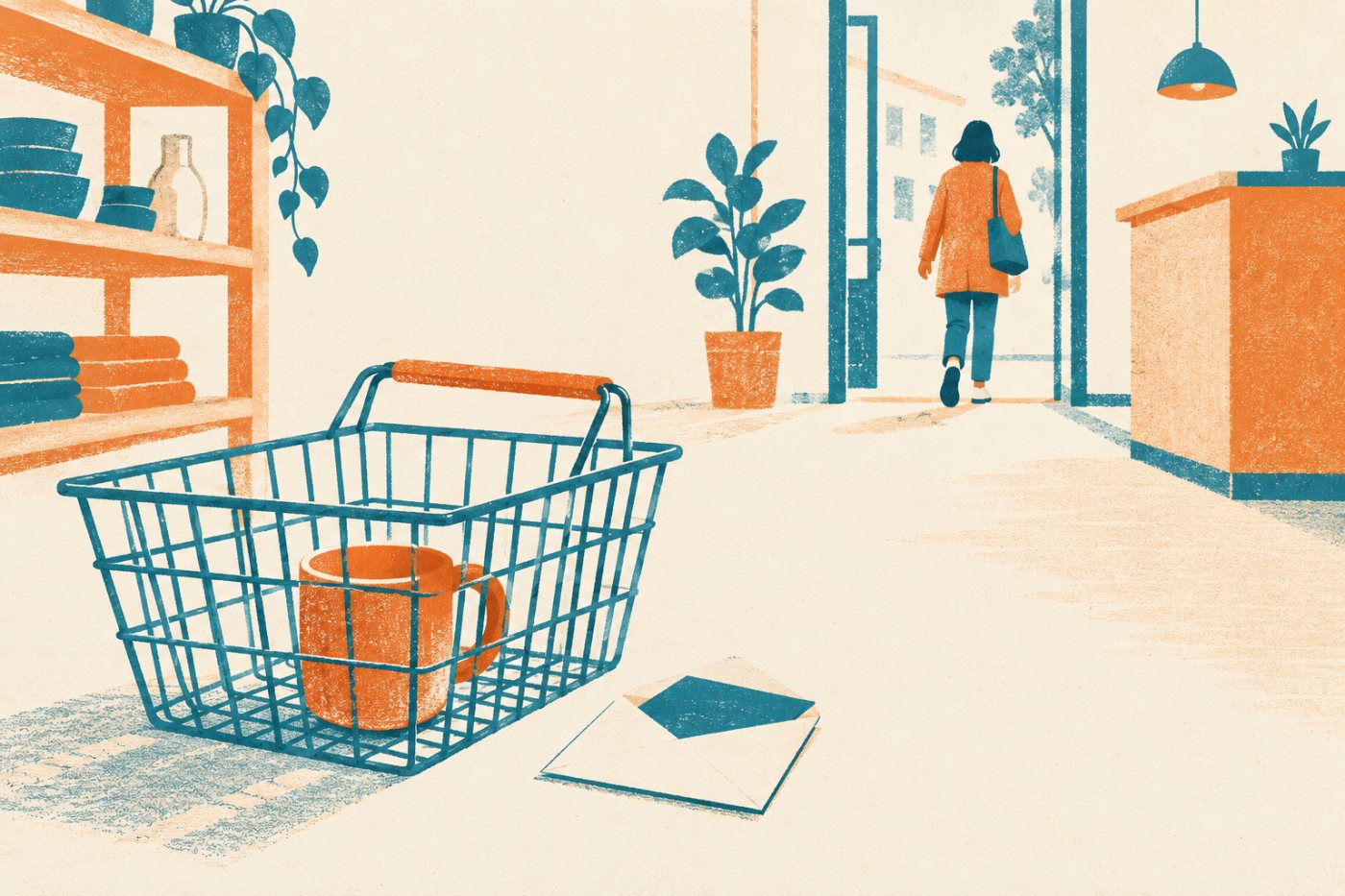An unfinished store purchase illustrates the abandoned-cart follow-up supported by Mailchimp.