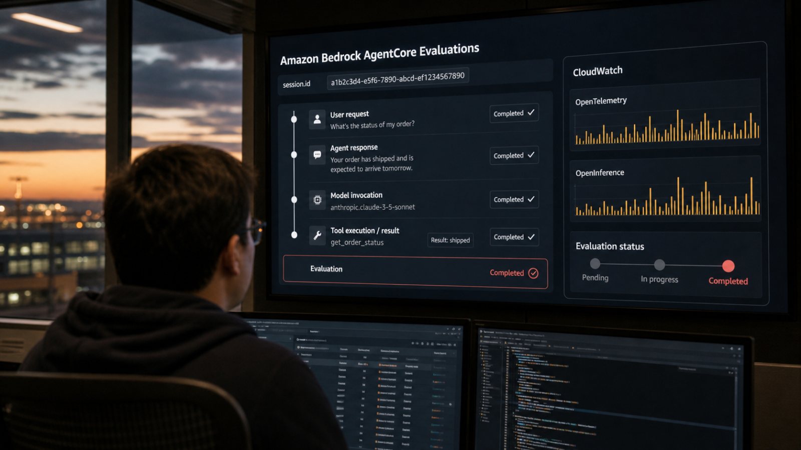 AgentCore يقيس أي وكيل عبر OpenTelemetry، بشرط أن تكتمل الآثار