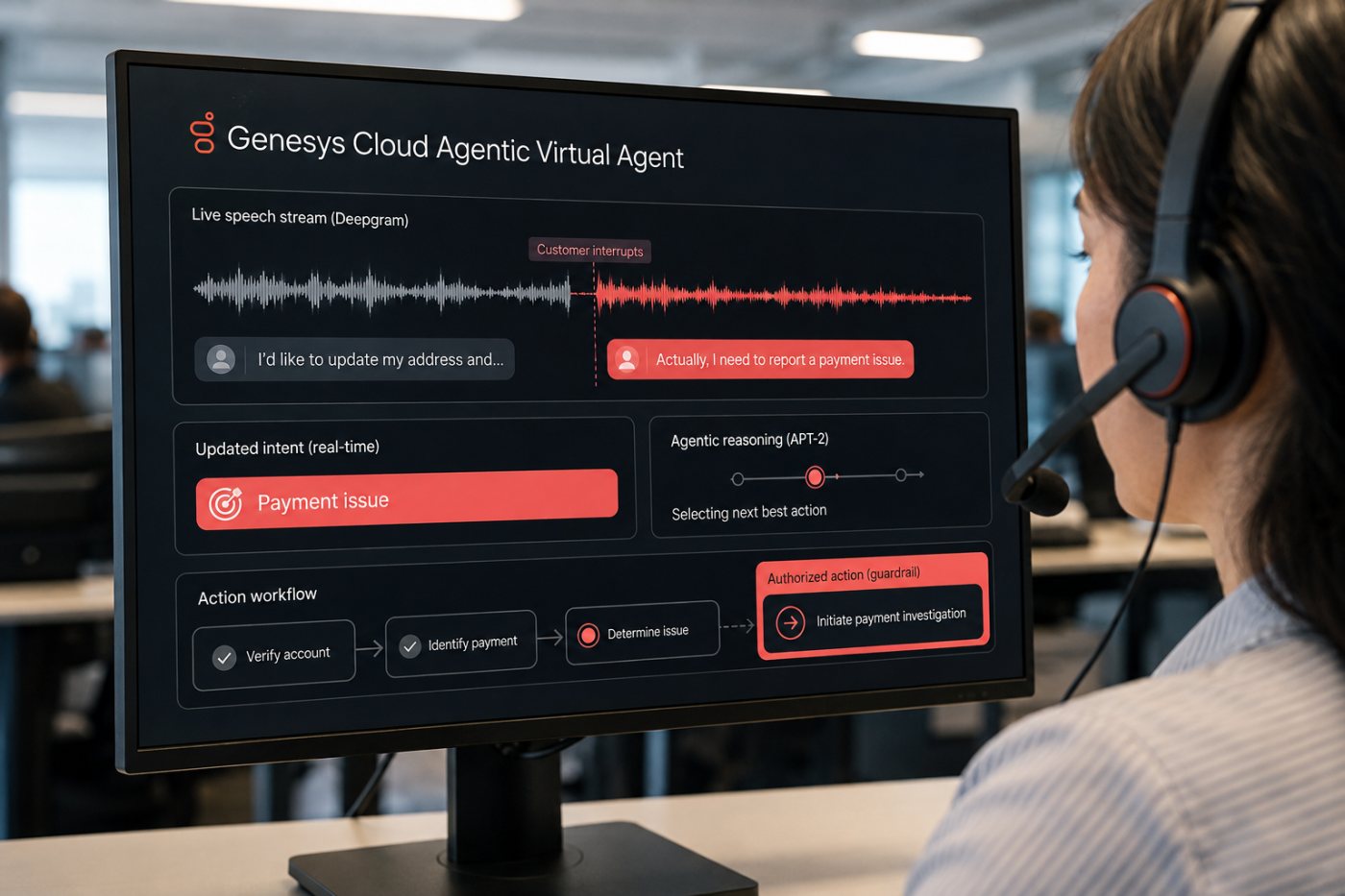 APT-2とDeepgram音声認識を使い、変化した顧客意図に沿って処理を続けるAgentic Virtual Agent