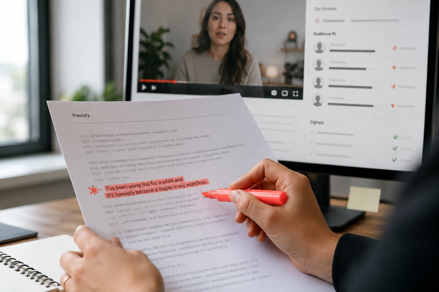 Precisifyが同意済みYouTubeクリエイターの視聴者特性と過去のブランド言及を確認する選定工程