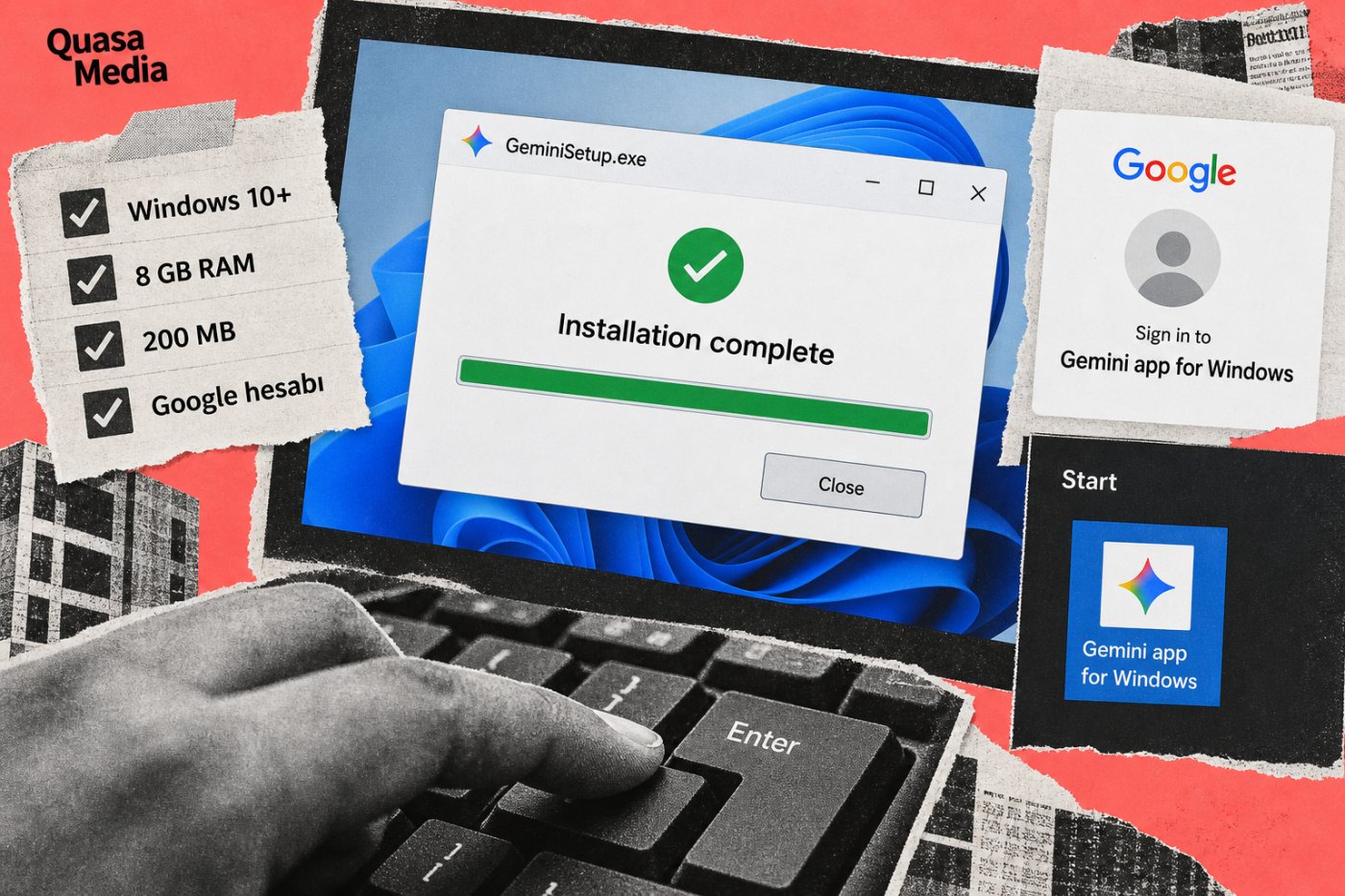 Gemini Windows uygulamasının resmî kurulum akışı ve karşılanan sistem gereksinimleri