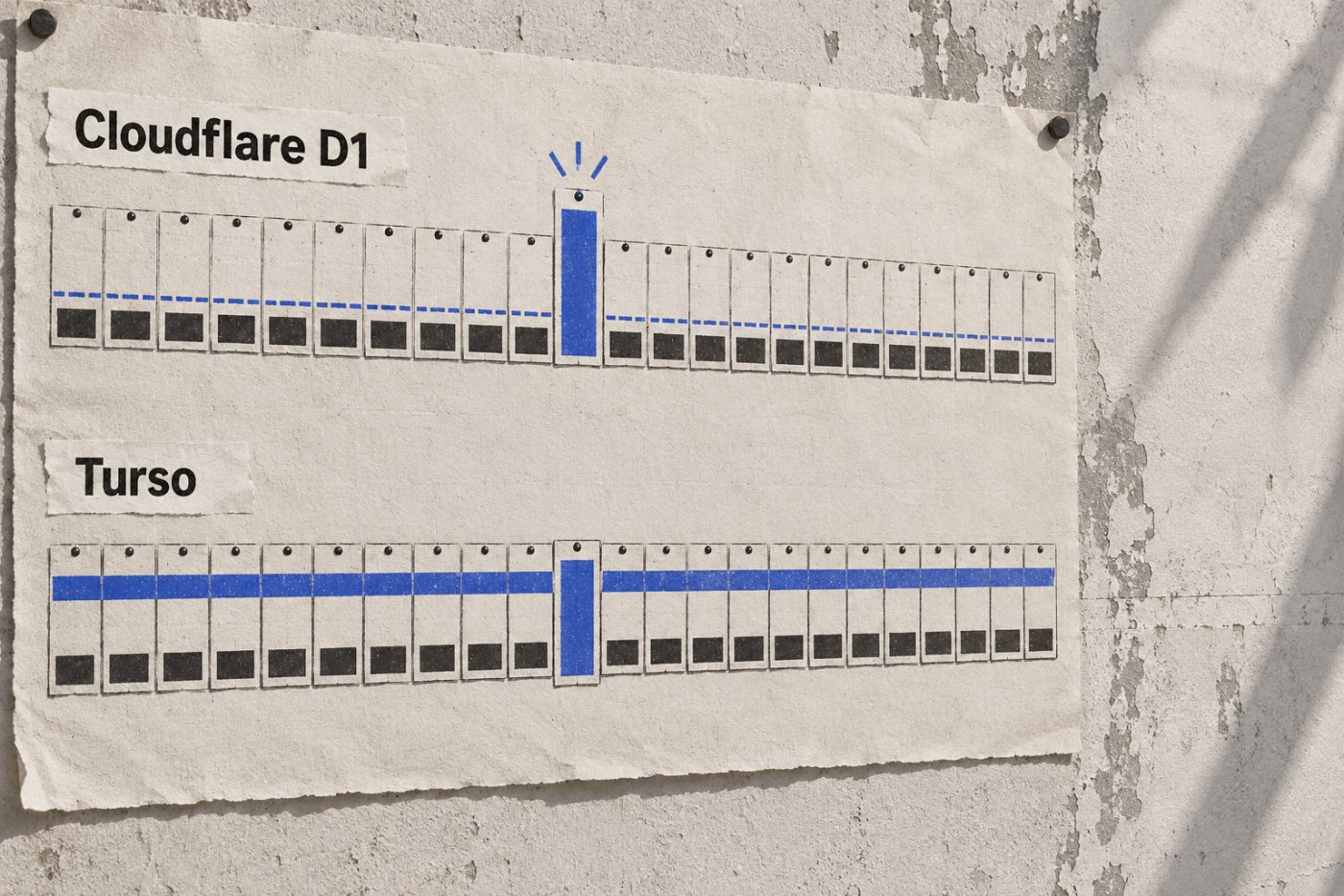 三倍峰值下,Cloudflare D1 的每日免费额度与 Turso 的每月额度产生不同结果