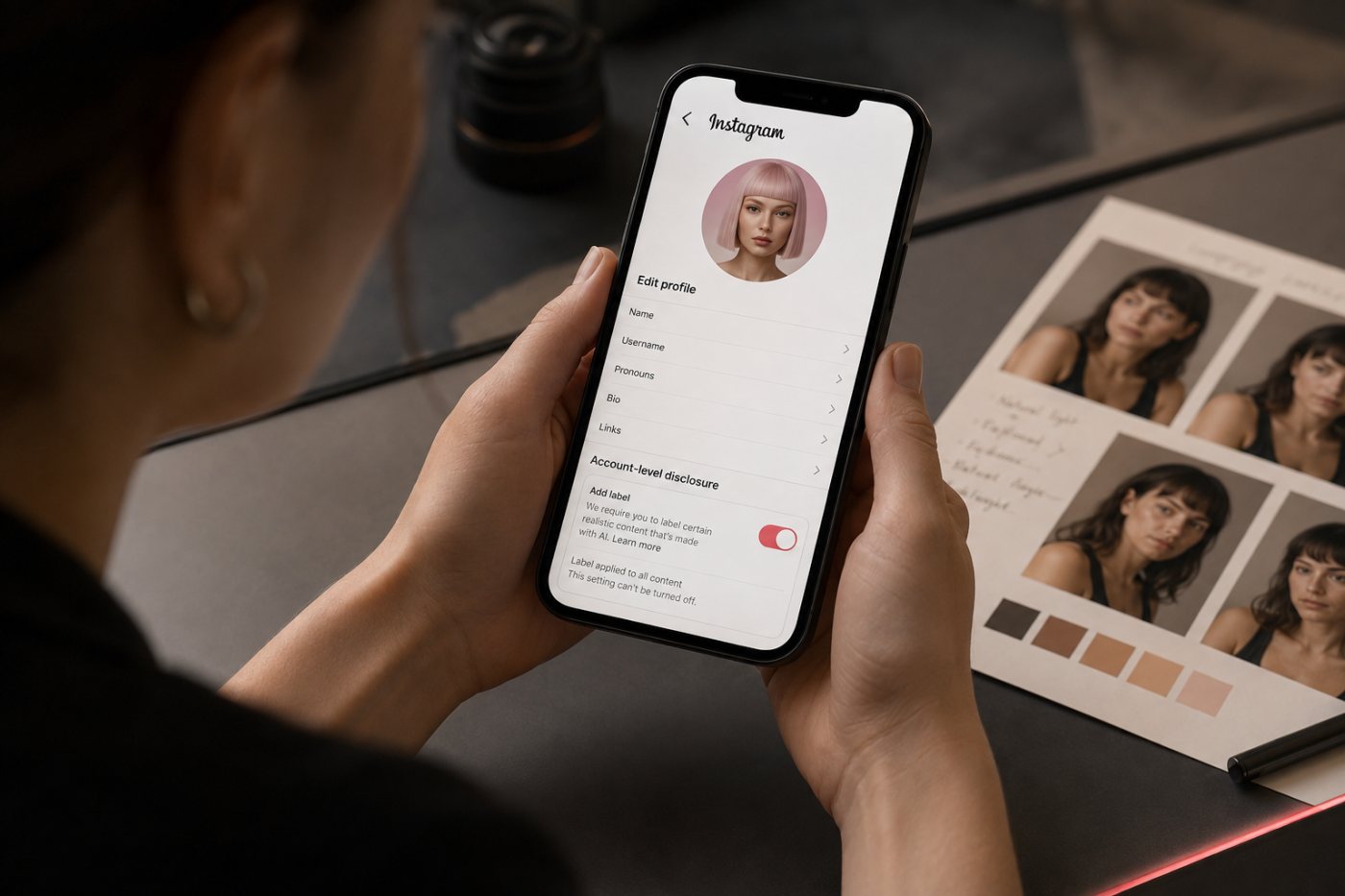 Instagram phân biệt hồ sơ lấy nhân vật AI làm trung tâm với creator là người thật chỉ dùng AI hỗ trợ.