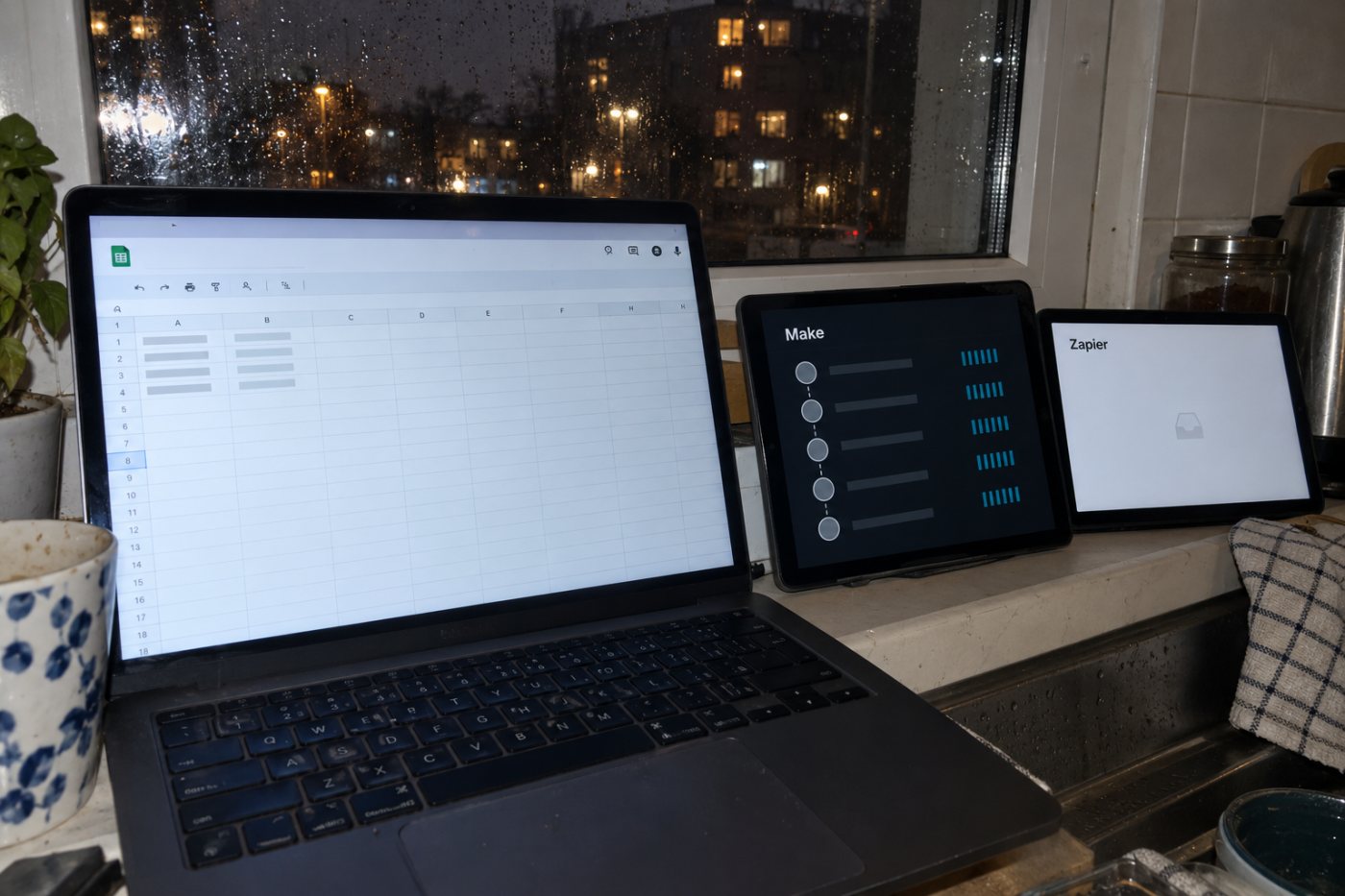 Prázdné kontroly Google Sheets spotřebovávají kredity Make, zatímco v Zapieru nevytvářejí úlohy.