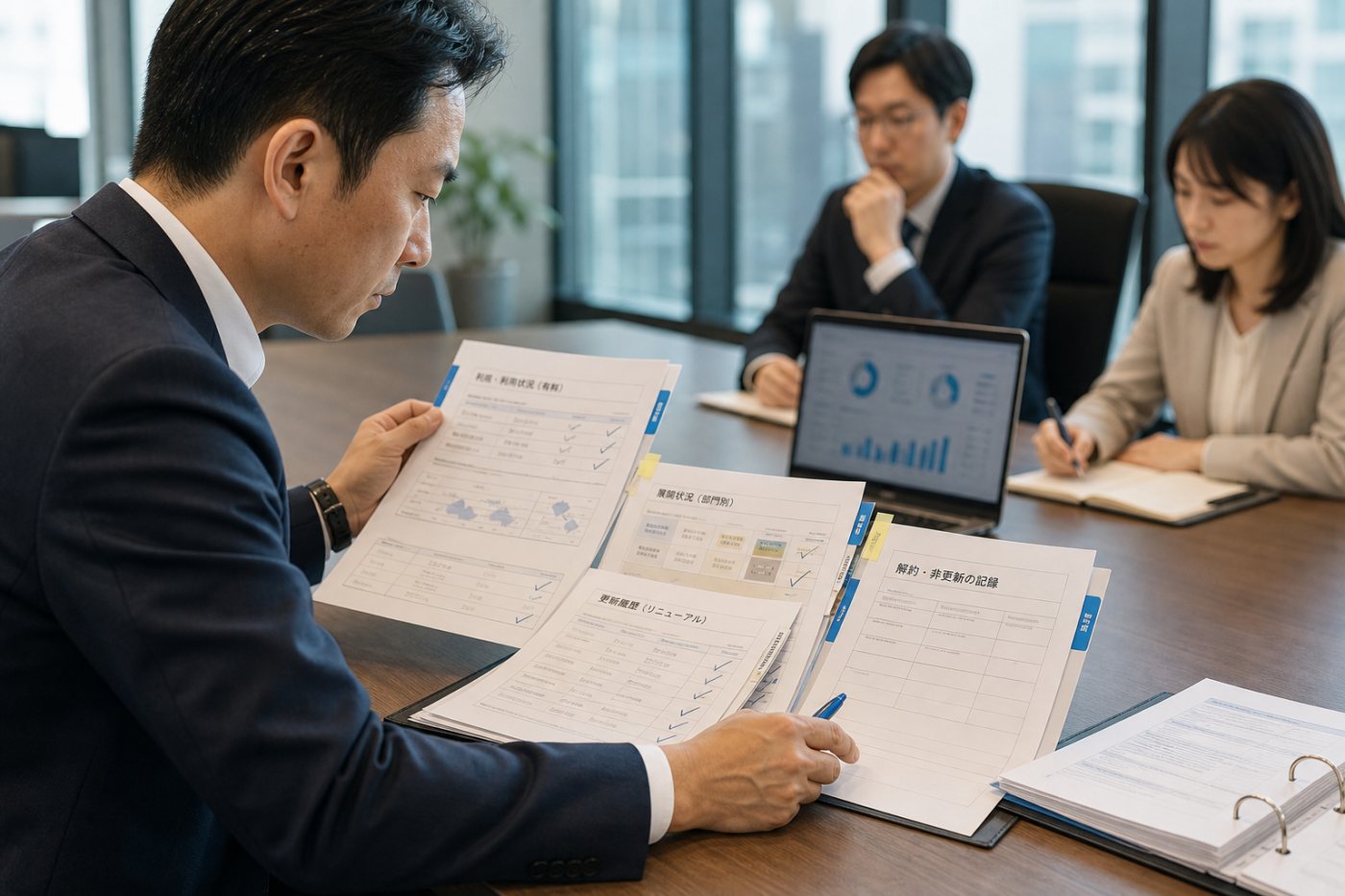 AIサービスの試験導入後に有料利用、契約更新、業務効果を確認する企業の審査