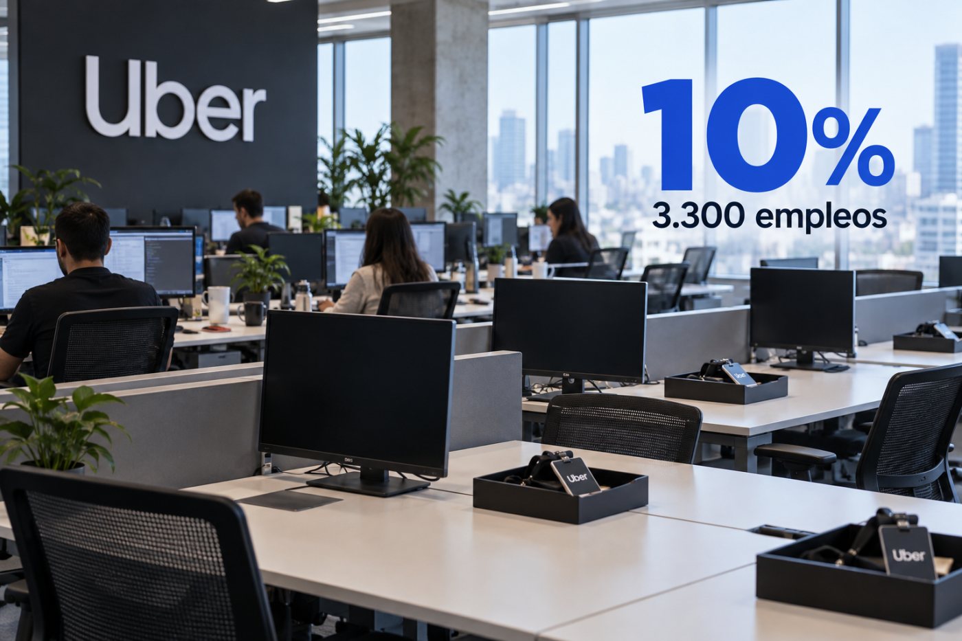 Puestos corporativos vacíos reflejan el recorte aproximado del 10% anunciado por Uber.