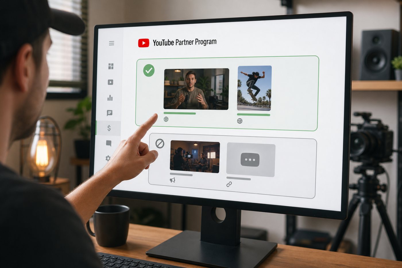 Prüfung eines YouTube-Kanals nach öffentlichen Stunden, qualifizierten Shorts-Aufrufen und ausgeschlossenen Wiedergaben.