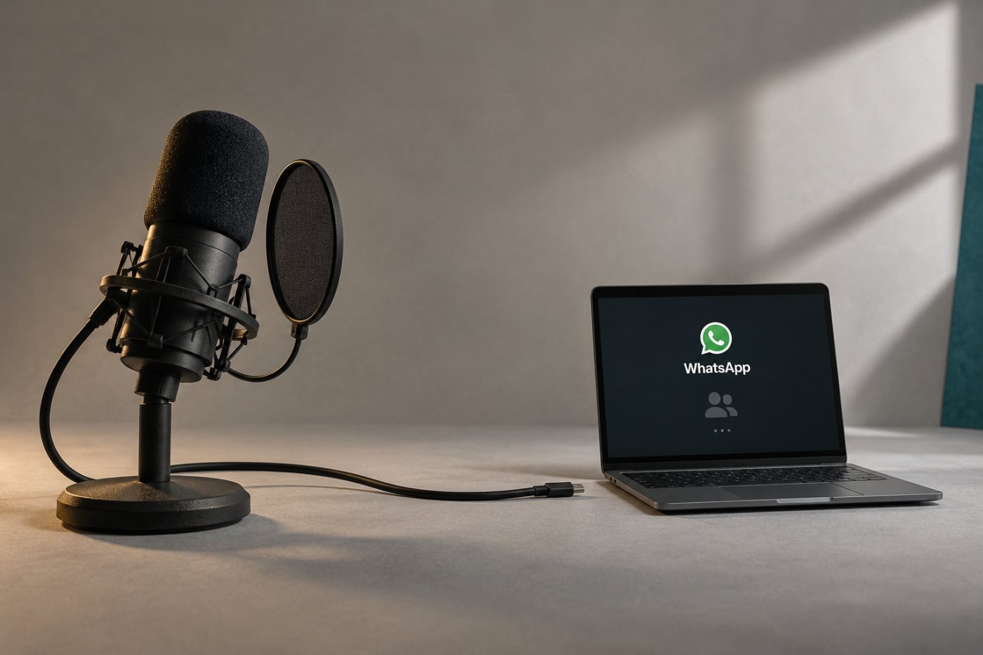 WhatsApp访客从电脑浏览器打开通话链接后，等待主持人批准加入。