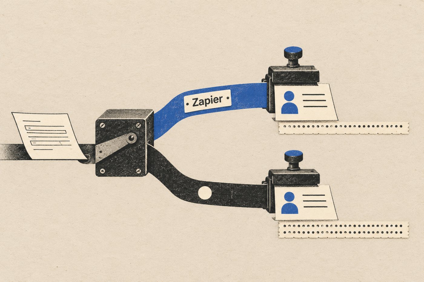 Ezer űrlapbeküldés CRM-rögzítése 1000 Zapier-feladatot és 2000 Make-creditet igényel a feltételezett folyamatban.