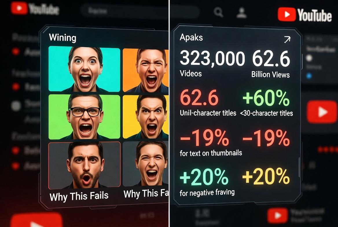 YouTube’s Biggest Thumbnail & Title Study Ever: 323,000 Videos, 62.6 Billion Views, and the Brutal Truth About What Actually Gets Clicks