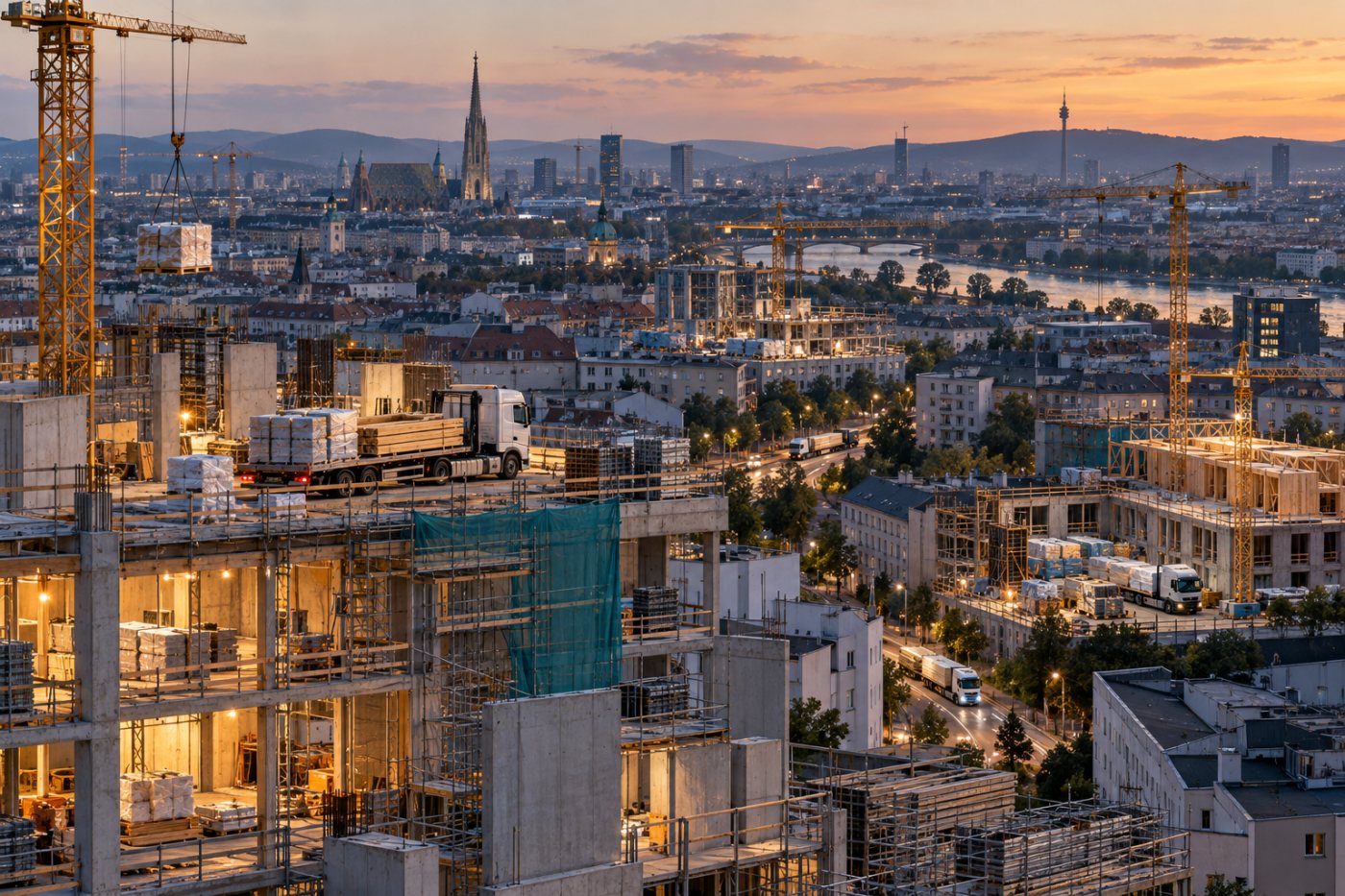 Bauprojekte in Österreich und Deutschland stehen für die von reebuild gemeldete Nutzung über viele Baustellen hinweg.