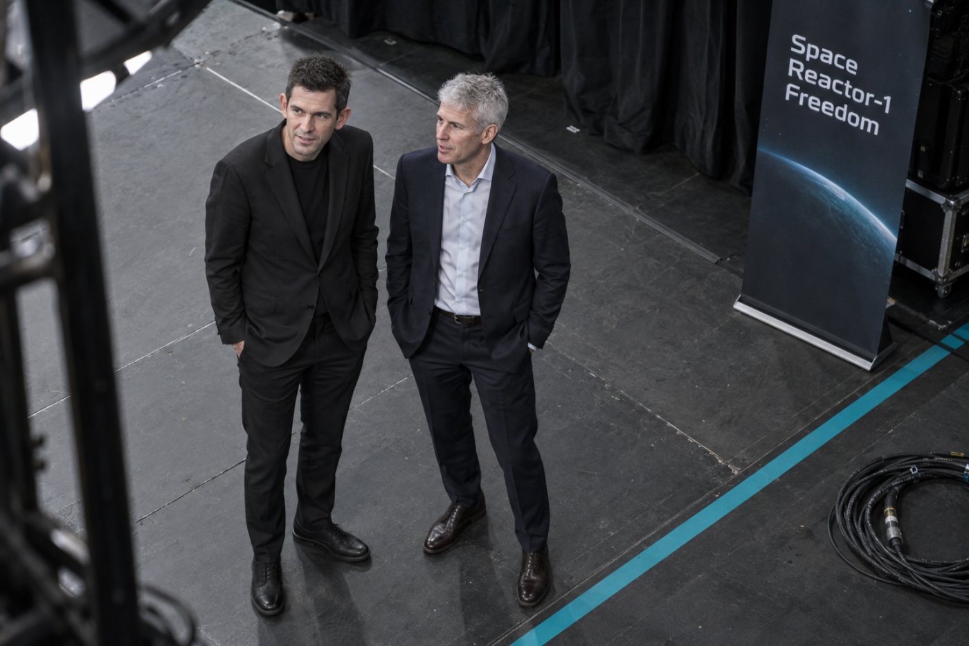 NASA-chefen Jared Isaacman och energiminister Chris Wright vid toppmötet där myndigheternas reaktorsamarbete presenterades.