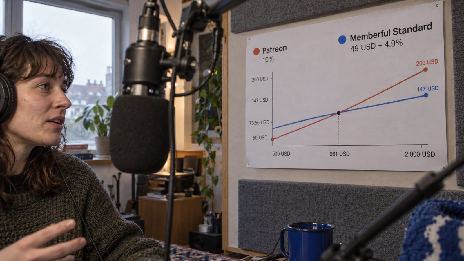 Patreon eller Memberful? Omkring 961 dollar vender platformgebyret