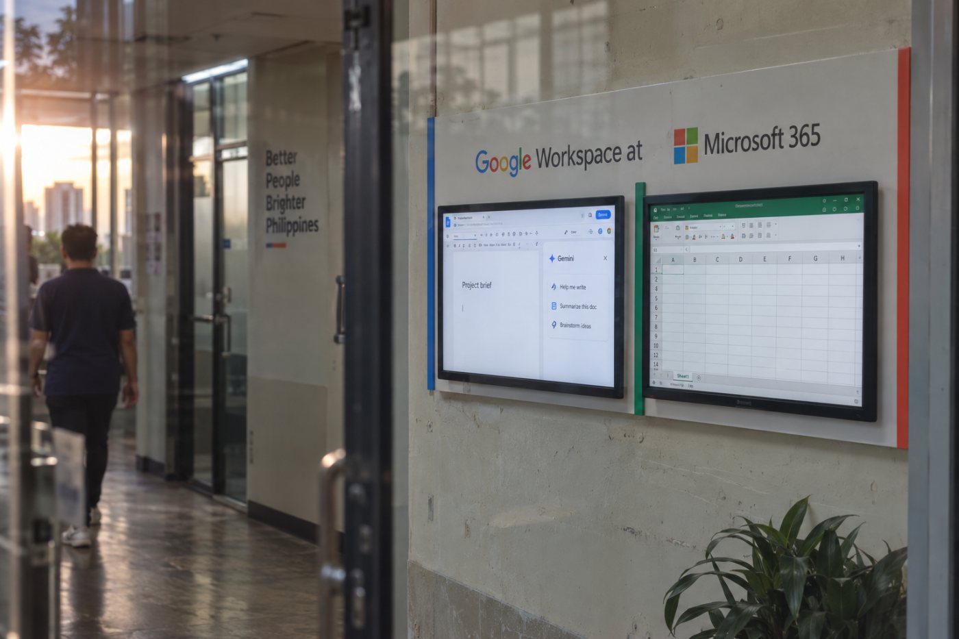 Google Workspace Standard at Microsoft 365 Business Standard na magkapareho ang nakalistang batayang rate ngunit magkaiba ang kasamang workflow.