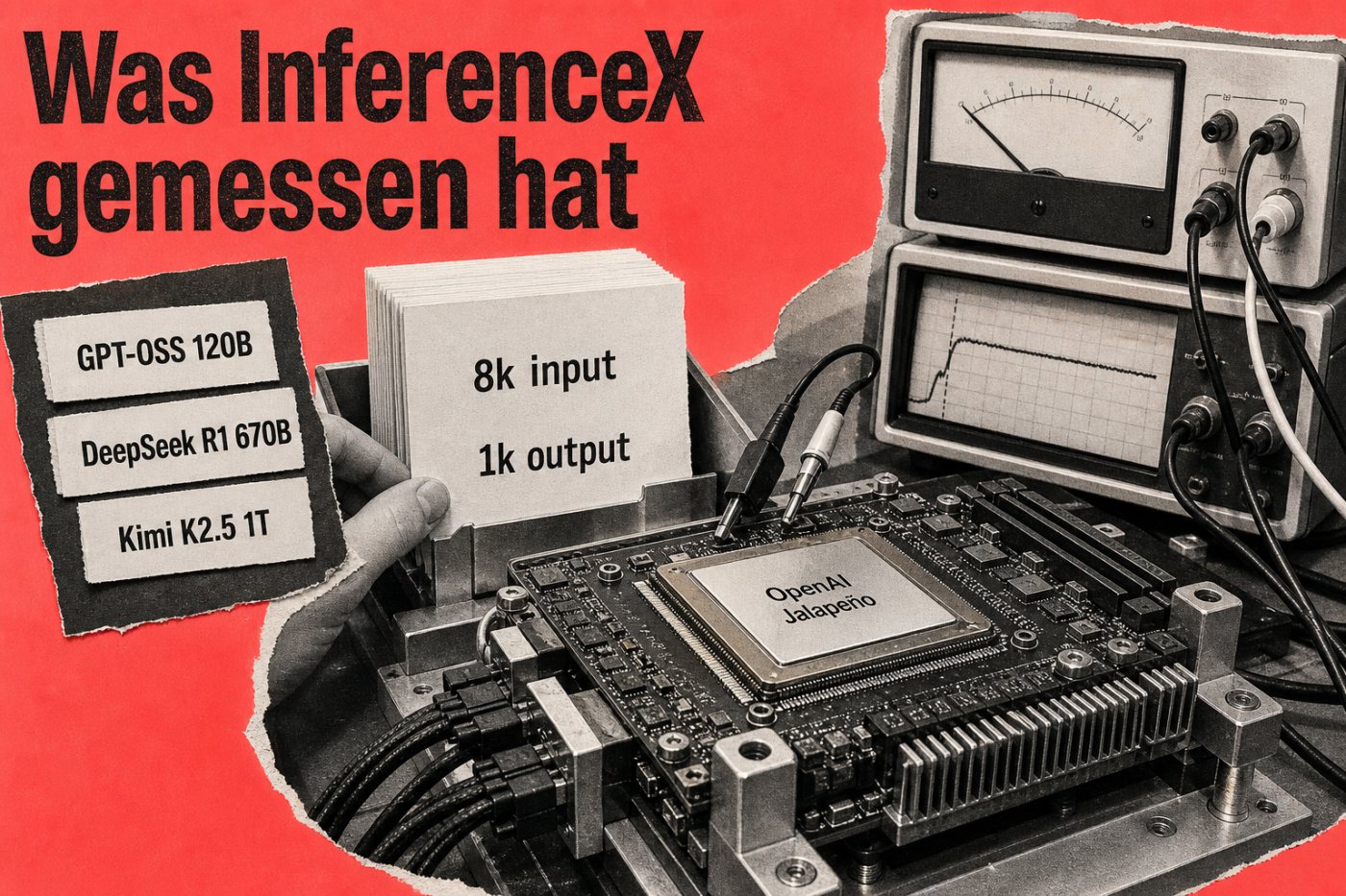InferenceX-Test von OpenAI Jalapeño mit drei offenen Sprachmodellen, gemessener Leistungsaufnahme und Antwortlatenz