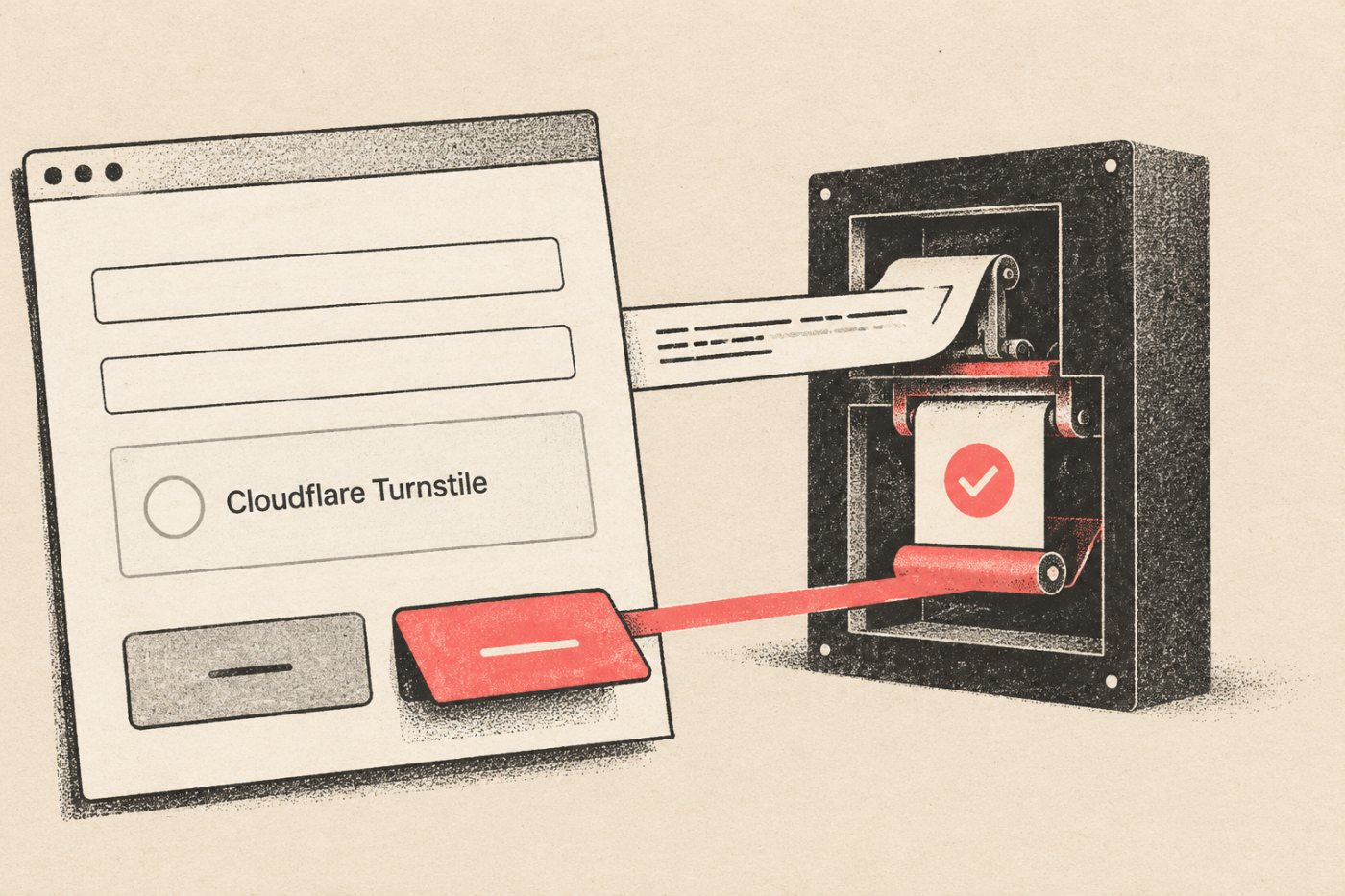 Cloudflare Turnstile के फ़ॉर्म टोकन की Siteverify पर सर्वर-जाँच के बाद ही अनुरोध स्वीकार होता है।