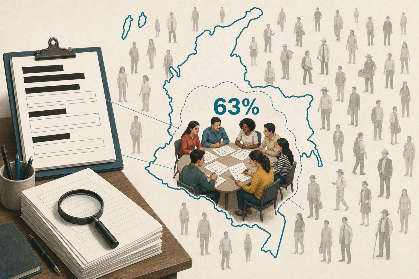 Revisão metodológica separa usuários de IA pesquisados do conjunto da força de trabalho colombiana.