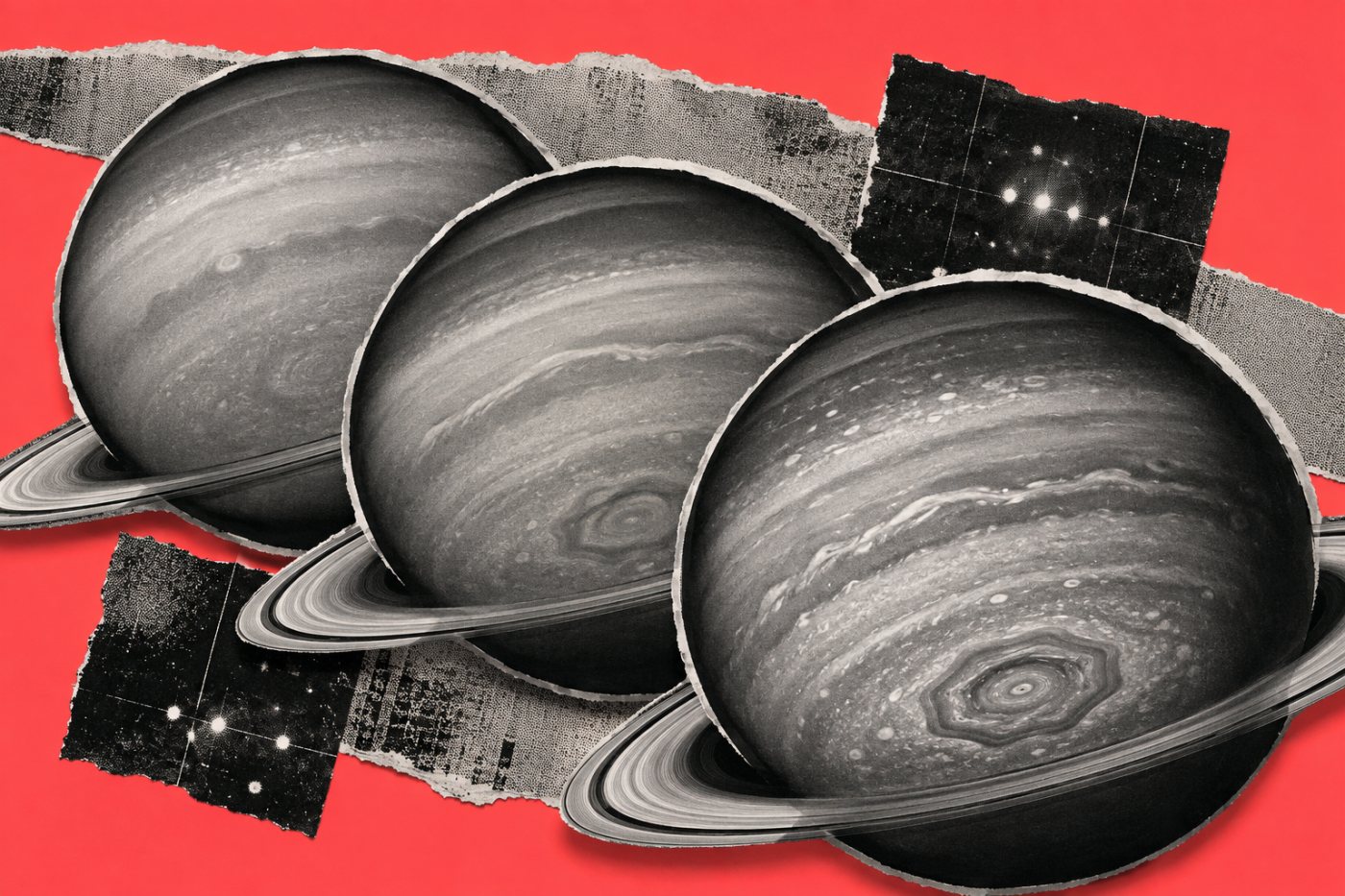 La onda del polo sur de Saturno pasa de ser una señal débil en 2023 a un decágono más definido en observaciones posteriores.