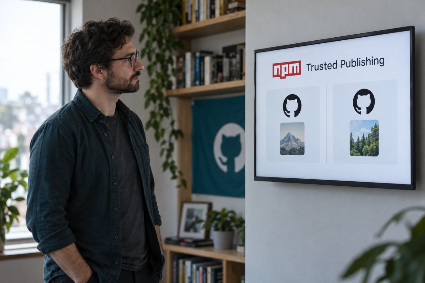 A procedência de uma versão npm é confrontada com o repositório GitHub autorizado pelo mantenedor.