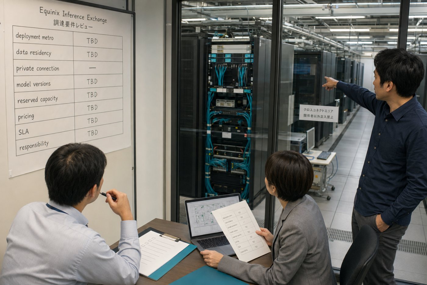Equinix Inference Exchangeの国内拠点、データ所在地、料金、容量、SLAを照合する調達審査