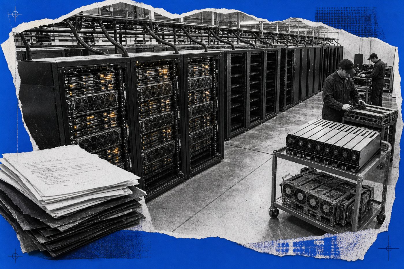 Capacidad GPU en uso junto a servidores ociosos y equipos de sustitución, reflejando los riesgos de demanda y obsolescencia.