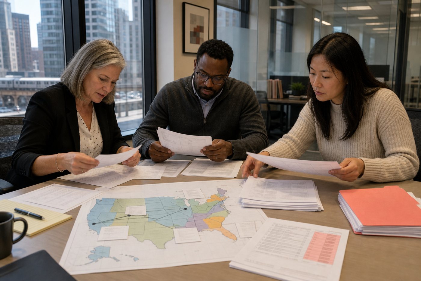 Seventy remote and office employees assigned to a 180-person Chicago site cross the hypothetical federal mass-layoff thresholds.