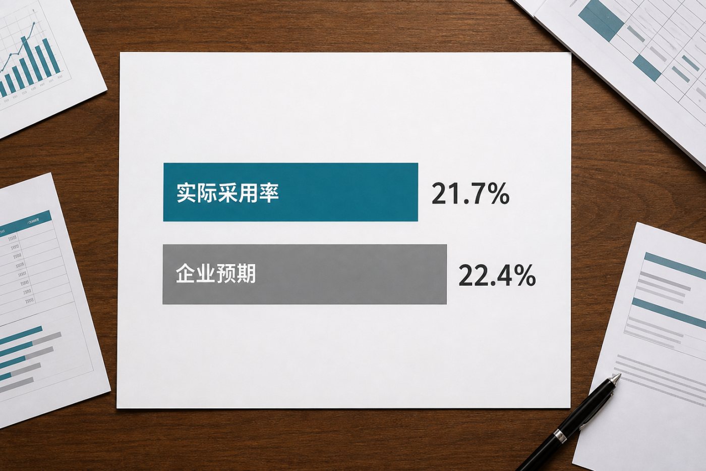 企业比较2026年7月21.7%的AI实际采用率与22.4%的此前预测