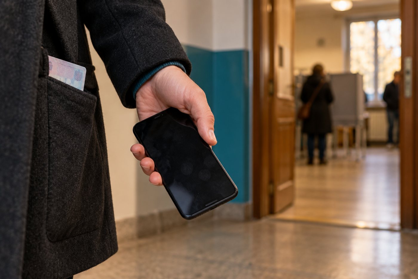 Telefon s eDoklady a plastový občanský průkaz připravený jako záloha při potížích s ověřením u voleb.