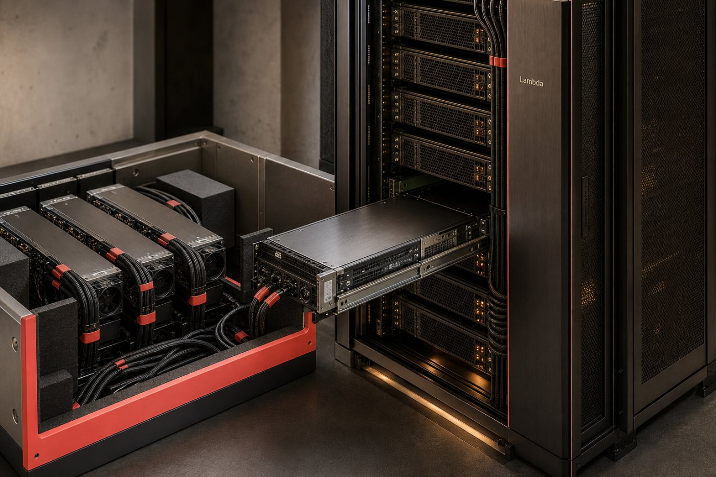 Mit dem Lambda-Kredit finanzierte GPU-Server werden für den vertraglich gebundenen Kundeneinsatz installiert und in Betrieb genommen.