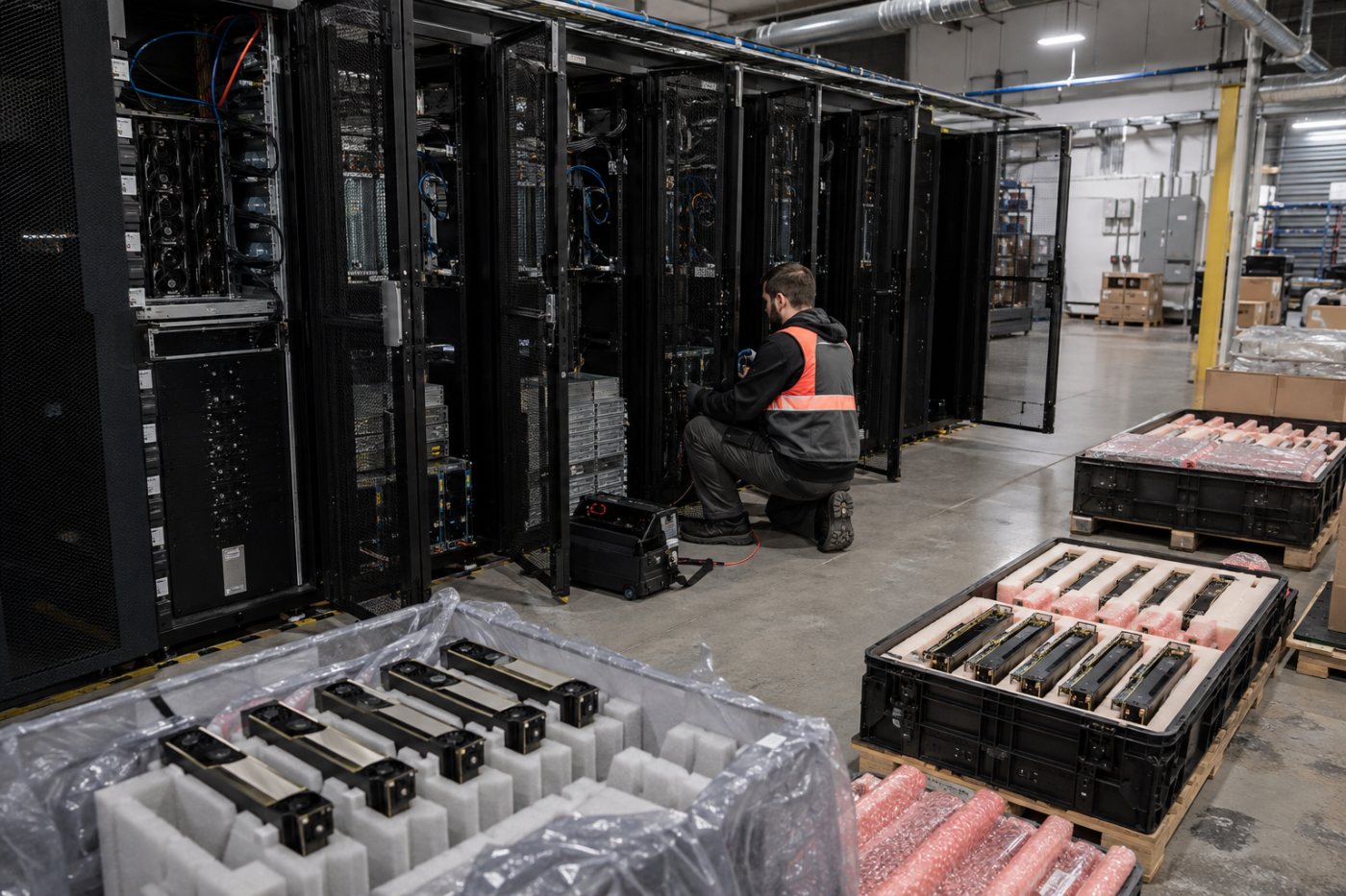 Ein GPU-Cluster wird für Weiterbetrieb und Einzelverkauf geprüft, wodurch unterschiedliche Verwertungswerte sichtbar werden.