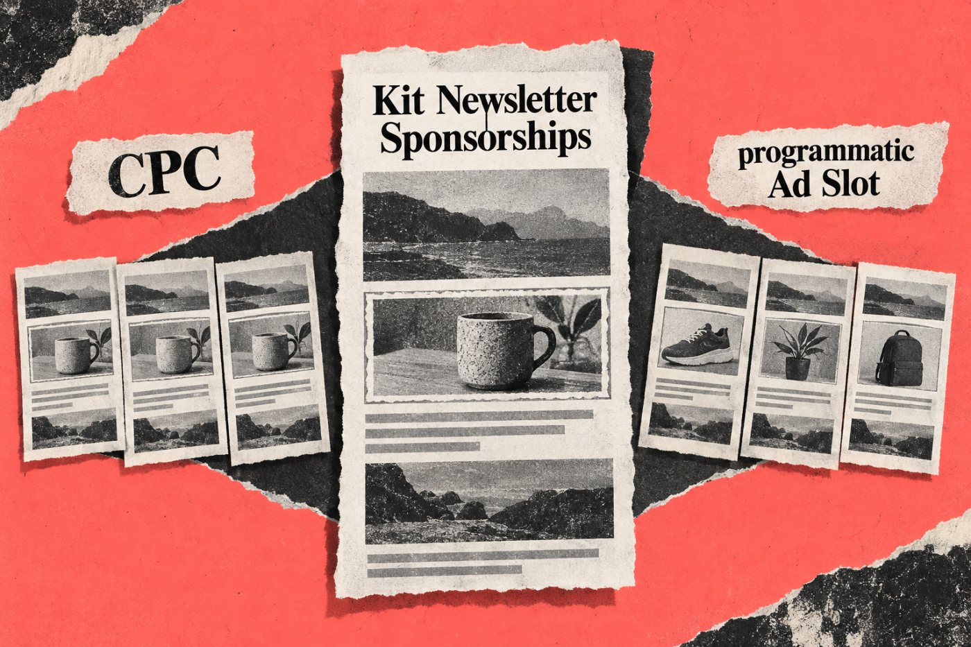 Kit Newsletter Sponsorships میں CPC campaign اور programmatic Ad Slot کے الگ طریقۂ کار کا موازنہ