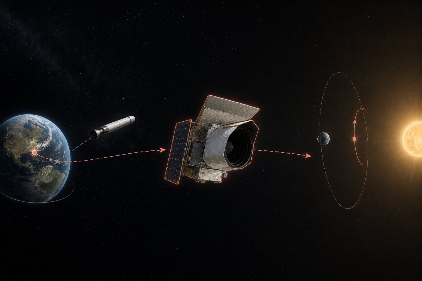 Nancy Grace Roman Space Telescope راکٹ سے الگ ہو کر زمین سے دور L2 کی جانب سفر کررہی ہے۔